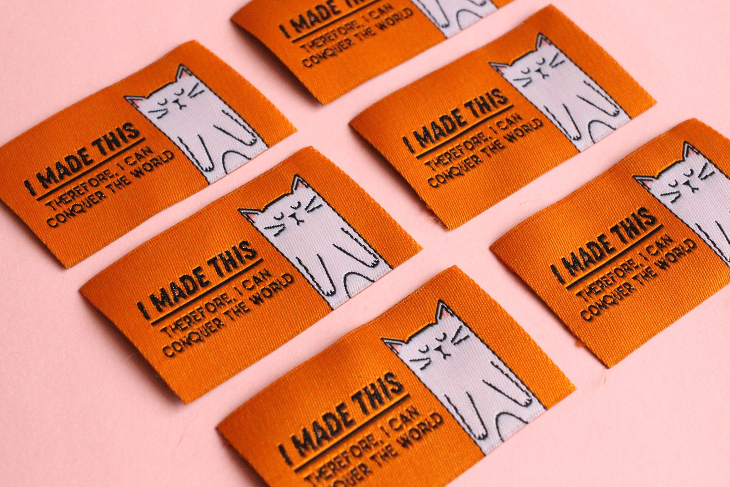KITTY PACK | Pack of 6 cat themed woven sewing labels for handmade clothes/accessories "Size: Purrfect" "I'd Rather Be Napping" - The Cosy Club Handmade