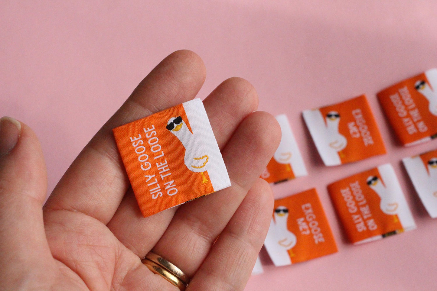Funny Woven Sewing Labels – Pack of 6 Silly Goose “EXGOOSE ME?” "Silly Goose on the Loose" Tags, Fabric Labels for Handmade Clothes Quilting - The Cosy Club Handmade