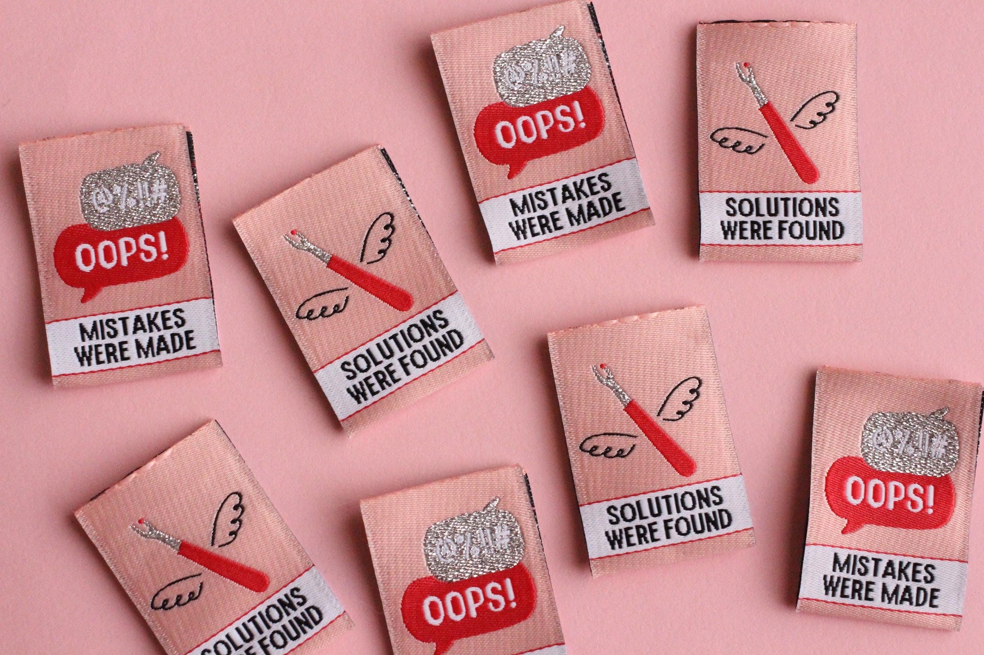 Seam Ripper Sewing Labels "Mistakes Were Made / Solutions Were Found" Funny Tags (Pack of 6) Super Soft Woven Labels for Handmade Projects - The Cosy Club Handmade