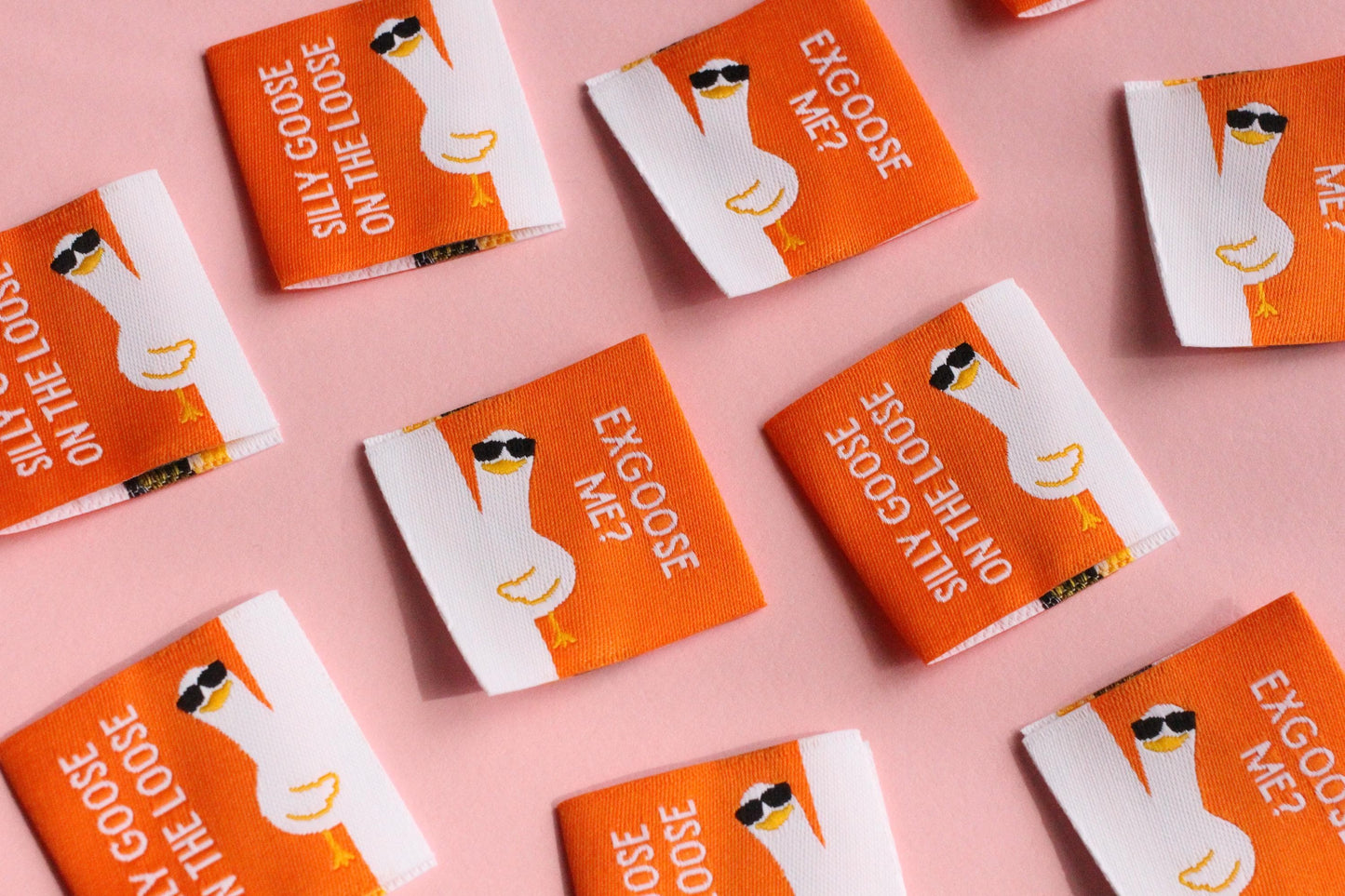 Funny Woven Sewing Labels – Pack of 6 Silly Goose “EXGOOSE ME?” "Silly Goose on the Loose" Tags, Fabric Labels for Handmade Clothes Quilting - The Cosy Club Handmade