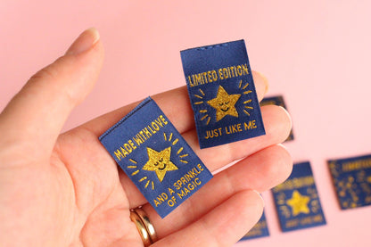 STARRY NIGHT MIXED PACK | Pack of 6 Starry Woven Sewing Labels - The Cosy Club Handmade