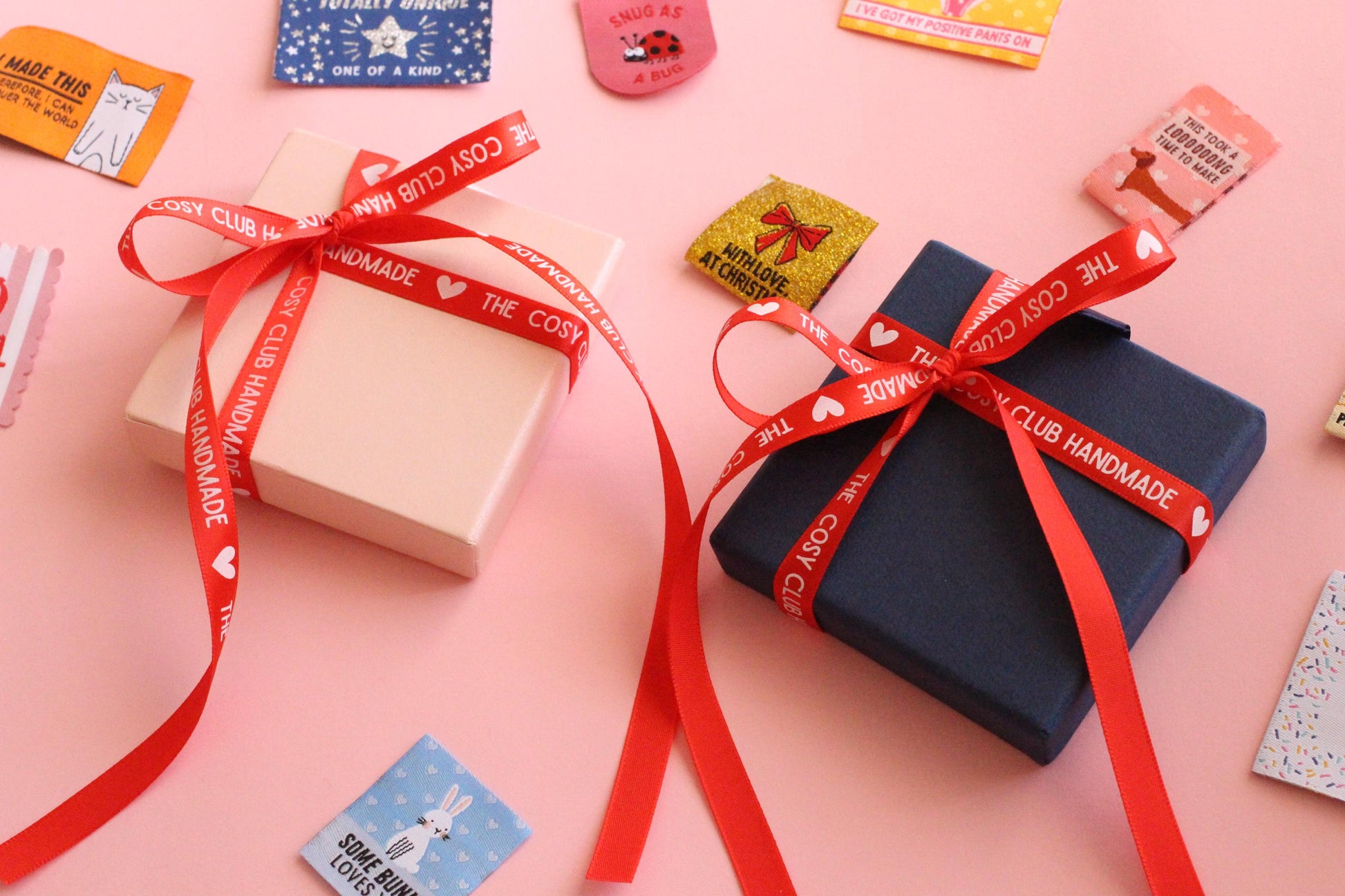 LIMITED EDITION Sewing Labels Gift Set | 18 woven sewing labels in reusable gift box. Gift set for sewists, crafts, quilt tags, labels gifts - The Cosy Club Handmade