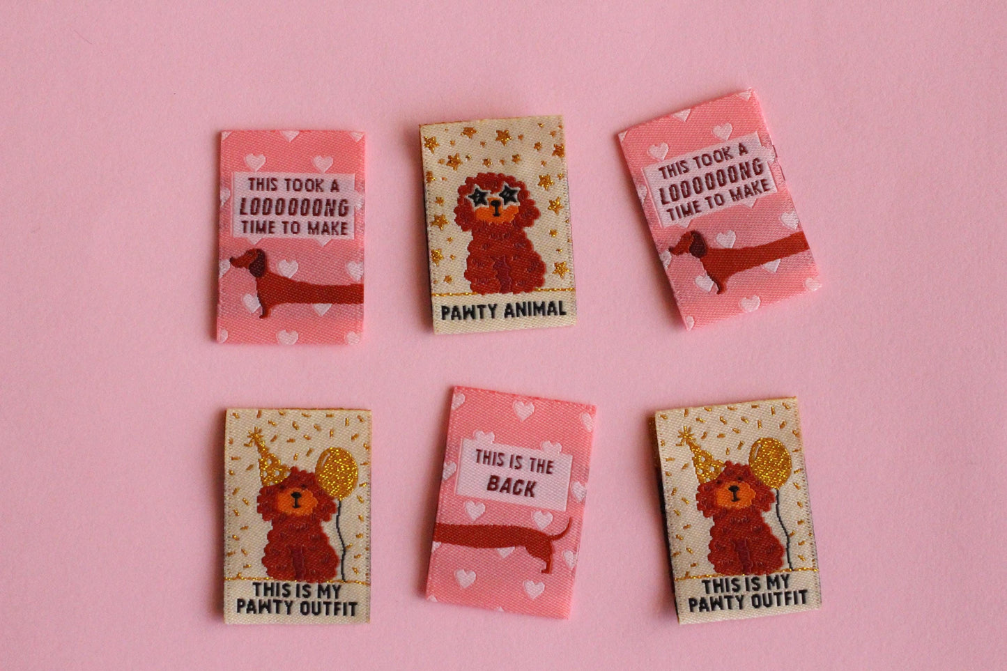 DOGGY BAG | Dog Woven Sewing Labels, Pack of 6 woven labels for handmade projects, perfect for dog lovers, crafts, quilting, crochet, knit - The Cosy Club Handmade