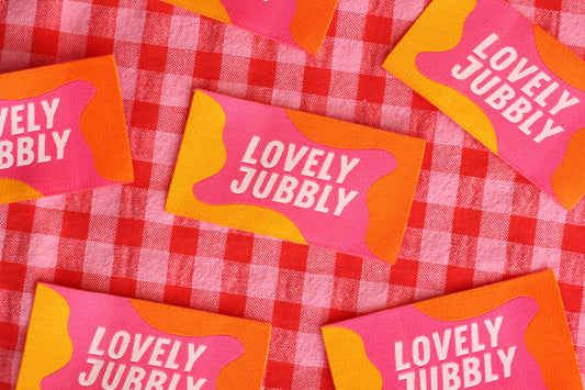 Colorful Woven Sewing Labels – Pack of 5 “Lovely Jubbly” Tags, Fun Clothing Labels for Handmade Clothes, Quilting & Sewing Projects - The Cosy Club Handmade