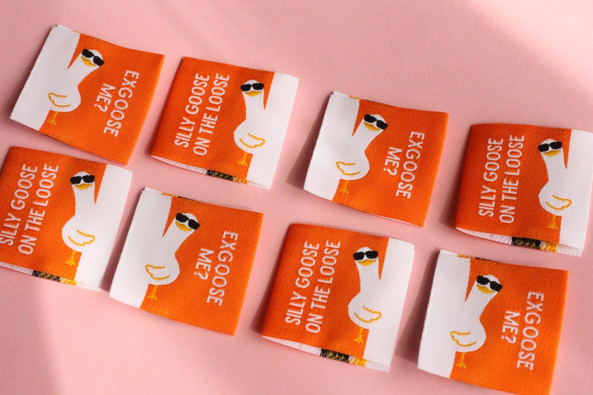 Funny Woven Sewing Labels – Pack of 6 Silly Goose “EXGOOSE ME?” "Silly Goose on the Loose" Tags, Fabric Labels for Handmade Clothes Quilting - The Cosy Club Handmade