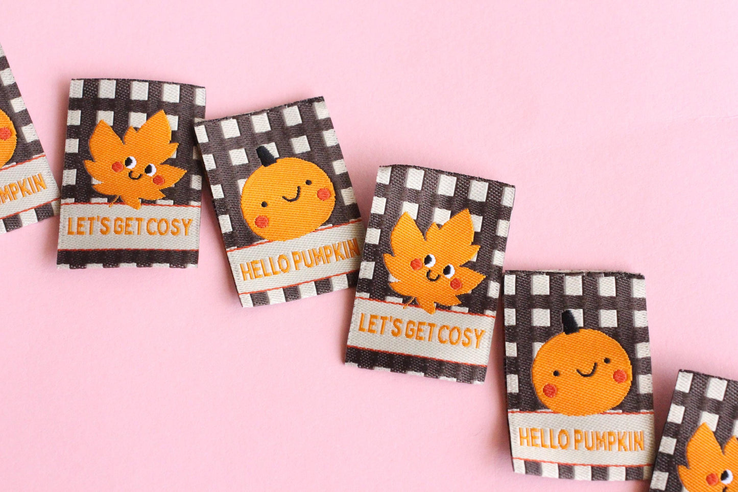 AUTUMN / FALL SPECIAL PACK | Pumpkin Themed Mixed Pack of Woven Sewing Labels (6 Pack) - The Cosy Club Handmade