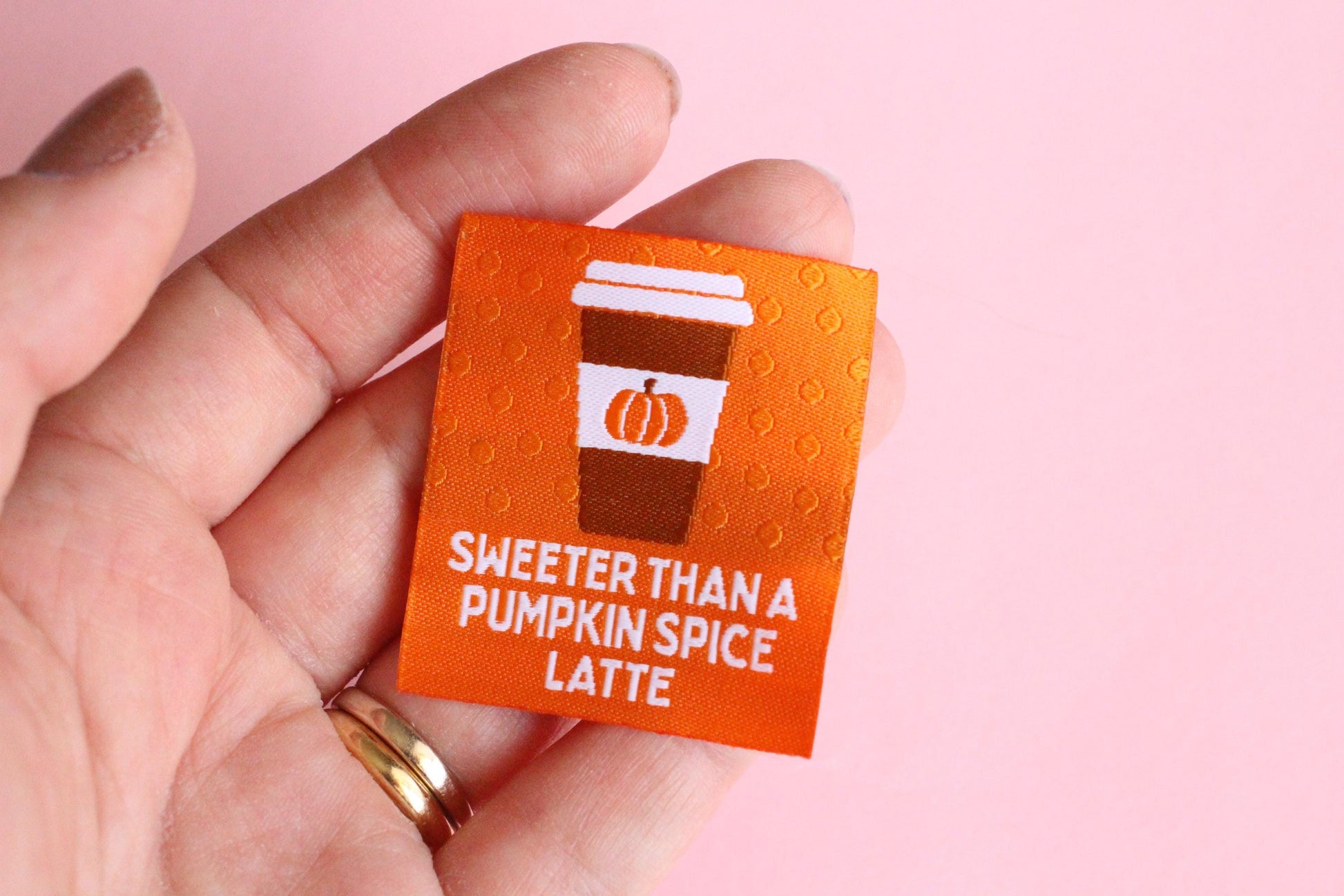 SWEETER THAN A PUMPKIN SPICE LATTE | Autumn Fall Flat Woven Sewing Labels (5 Pack) - The Cosy Club Handmade