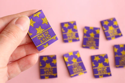Purple & Gold Star Woven Sewing Labels:  "Very Limited Edition" Clothing Tags (Pack of 6) Labels for handmade projects, gifts, quilting tags - The Cosy Club Handmade