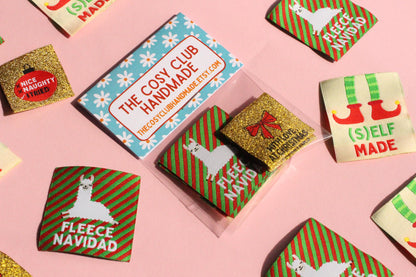 (S)ELF MADE | Christmas Flat Woven Sewing Labels (5 Pack) - The Cosy Club Handmade
