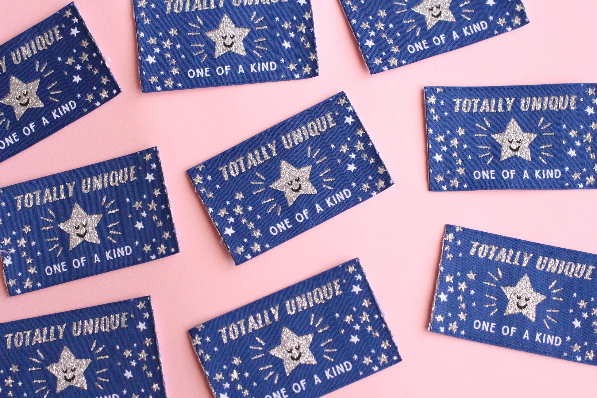 TOTALLY UNIQUE / ONE OF A KIND | Sparkly Silver Star Flat Woven Sewing Labels (5 Pack) - The Cosy Club Handmade