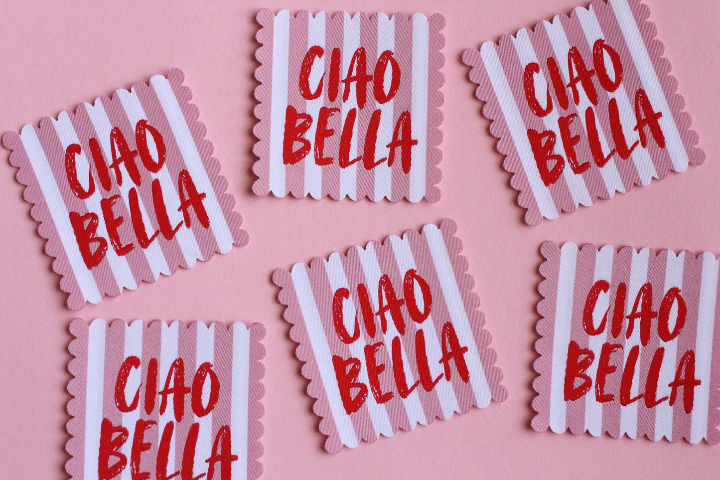 SCALLOP EDGE PACK | Scallop Edge Woven Sewing Labels: Beach Days & Ciao Bella - Pack of 4 clothes tags for Handmade projects, Interfaced - The Cosy Club Handmade