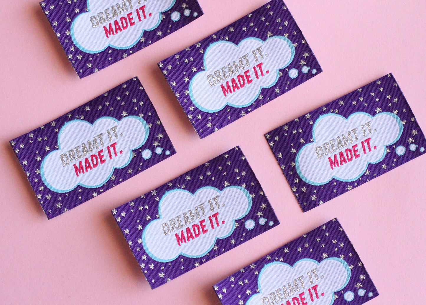 DREAMT IT MADE IT | Flat Woven Sewing Labels (5 Pack) - The Cosy Club Handmade