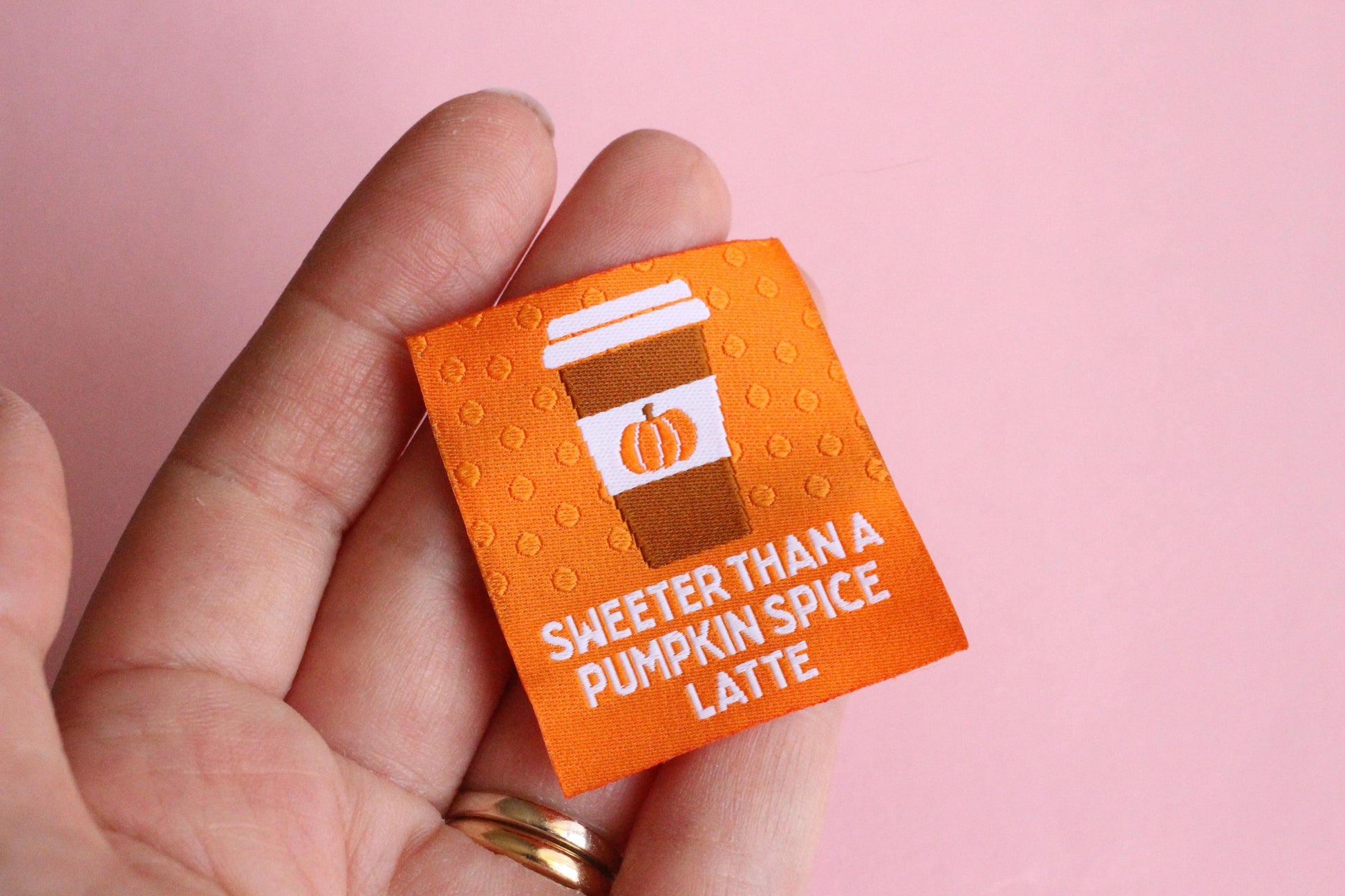 SWEETER THAN A PUMPKIN SPICE LATTE | Autumn Fall Flat Woven Sewing Labels (5 Pack) - The Cosy Club Handmade