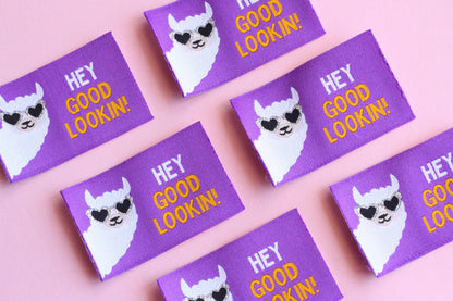 HEY GOOD LOOKIN! | LLama / Alpaca Flat Woven Sewing Labels (5 Pack) - The Cosy Club Handmade