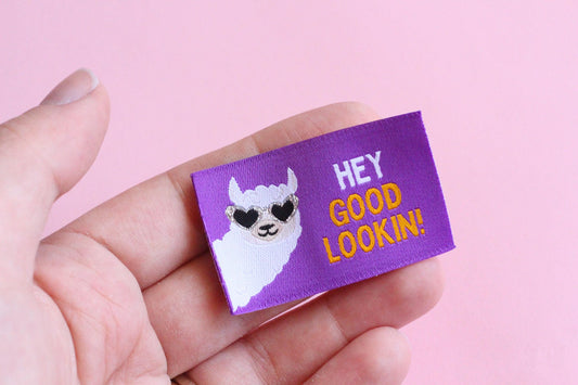 HEY GOOD LOOKIN! | LLama / Alpaca Flat Woven Sewing Labels (5 Pack) - The Cosy Club Handmade