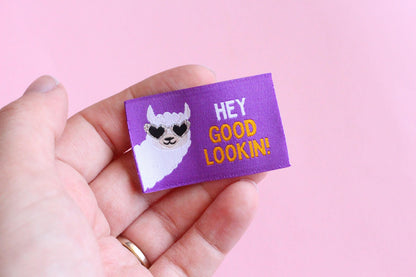 HEY GOOD LOOKIN! | LLama / Alpaca Flat Woven Sewing Labels (5 Pack) - The Cosy Club Handmade