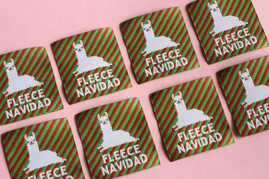 FLEECE NAVIDAD | Llama Alpaca Christmas Flat Woven Sewing Labels (5 Pack) - The Cosy Club Handmade