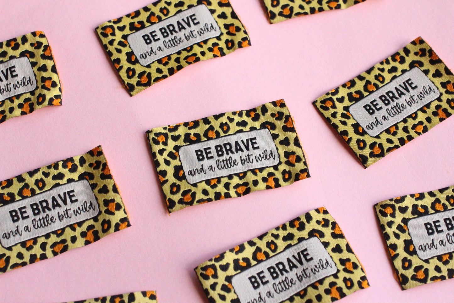 Animal Print Woven Sewing Labels – Pack of 5 “Be Brave & A Little Bit Wild” Tags, Handmade Clothing Labels for Quilting and Crochet - The Cosy Club Handmade