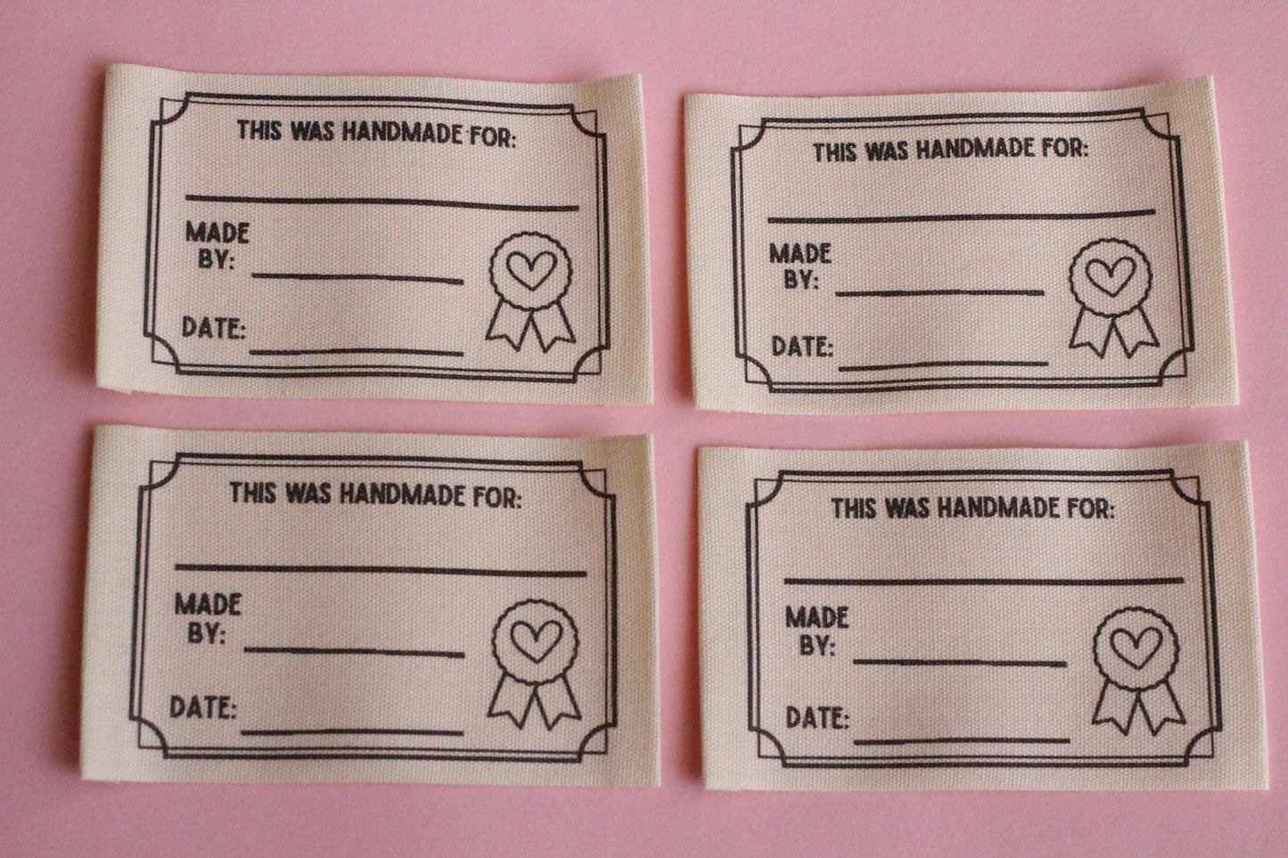 HANDMADE CERTIFICATE LABELS | Organic cotton sewing labels (6 Pack) - The Cosy Club Handmade