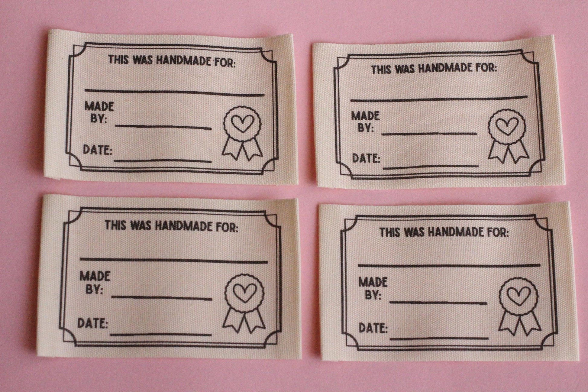 HANDMADE CERTIFICATE LABELS | Organic cotton sewing labels (6 Pack) - The Cosy Club Handmade