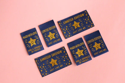 STARRY NIGHT MIXED PACK | Pack of 6 Starry Woven Sewing Labels - The Cosy Club Handmade