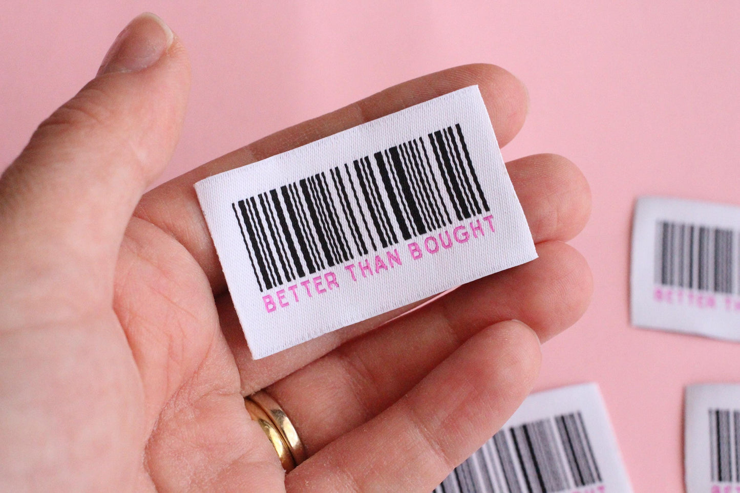 Woven Clothing Labels - "Better Than Bought" Barcode Design Woven Sewing Labels - Pack of 5 Fun Tags for Handmade Projects and Gifts, Crafts - The Cosy Club Handmade