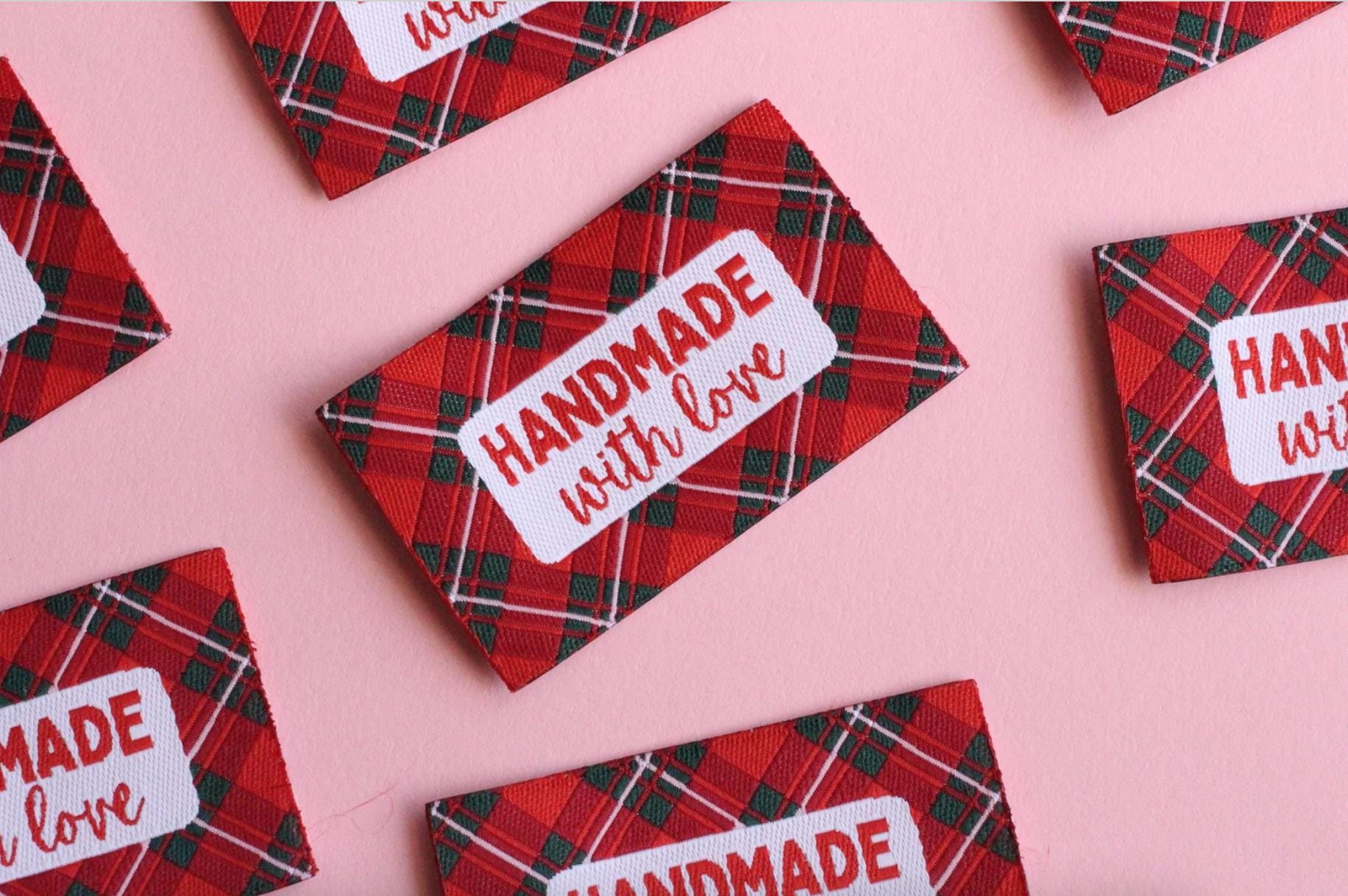 MIX AND MATCH Large Flat Labels - Pack of 5 woven sewing labels - Cute, colourful and vibrant woven fabric labels in different designs - The Cosy Club Handmade