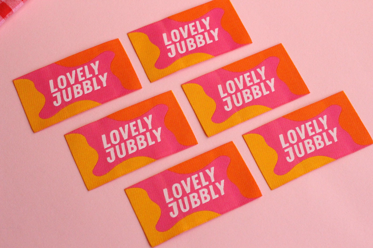 Colorful Woven Sewing Labels – Pack of 5 “Lovely Jubbly” Tags, Fun Clothing Labels for Handmade Clothes, Quilting & Sewing Projects - The Cosy Club Handmade