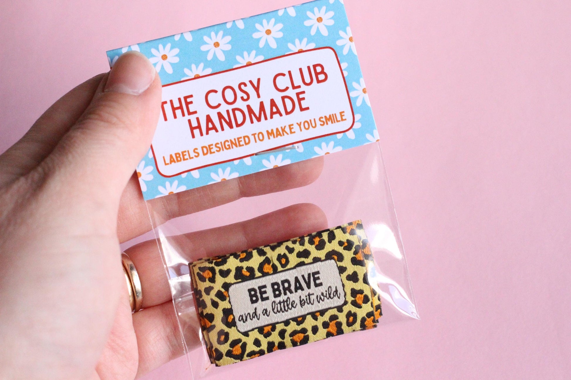 Animal Print Woven Sewing Labels – Pack of 5 “Be Brave & A Little Bit Wild” Tags, Handmade Clothing Labels for Quilting and Crochet - The Cosy Club Handmade