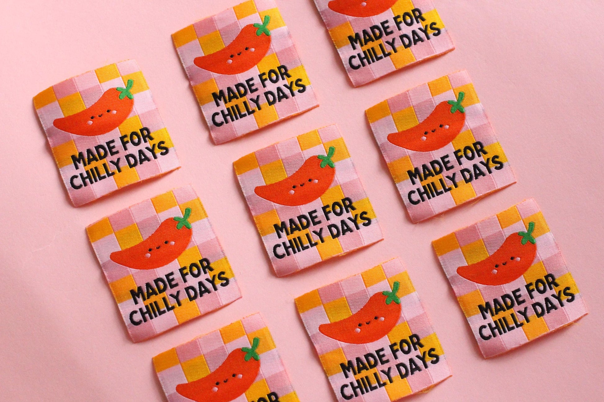 Fun Woven Clothing Labels – Pack of 5 “Made for Chilly Days” Tags, Super Soft Sewing Labels for Handmade Items, Projects, Gift Labels - The Cosy Club Handmade