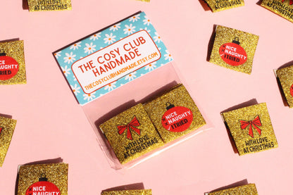 WITH LOVE, AT CHRISTMAS | Sparkly Gold Christmas Woven Sewing Labels (6 Pack) - The Cosy Club Handmade