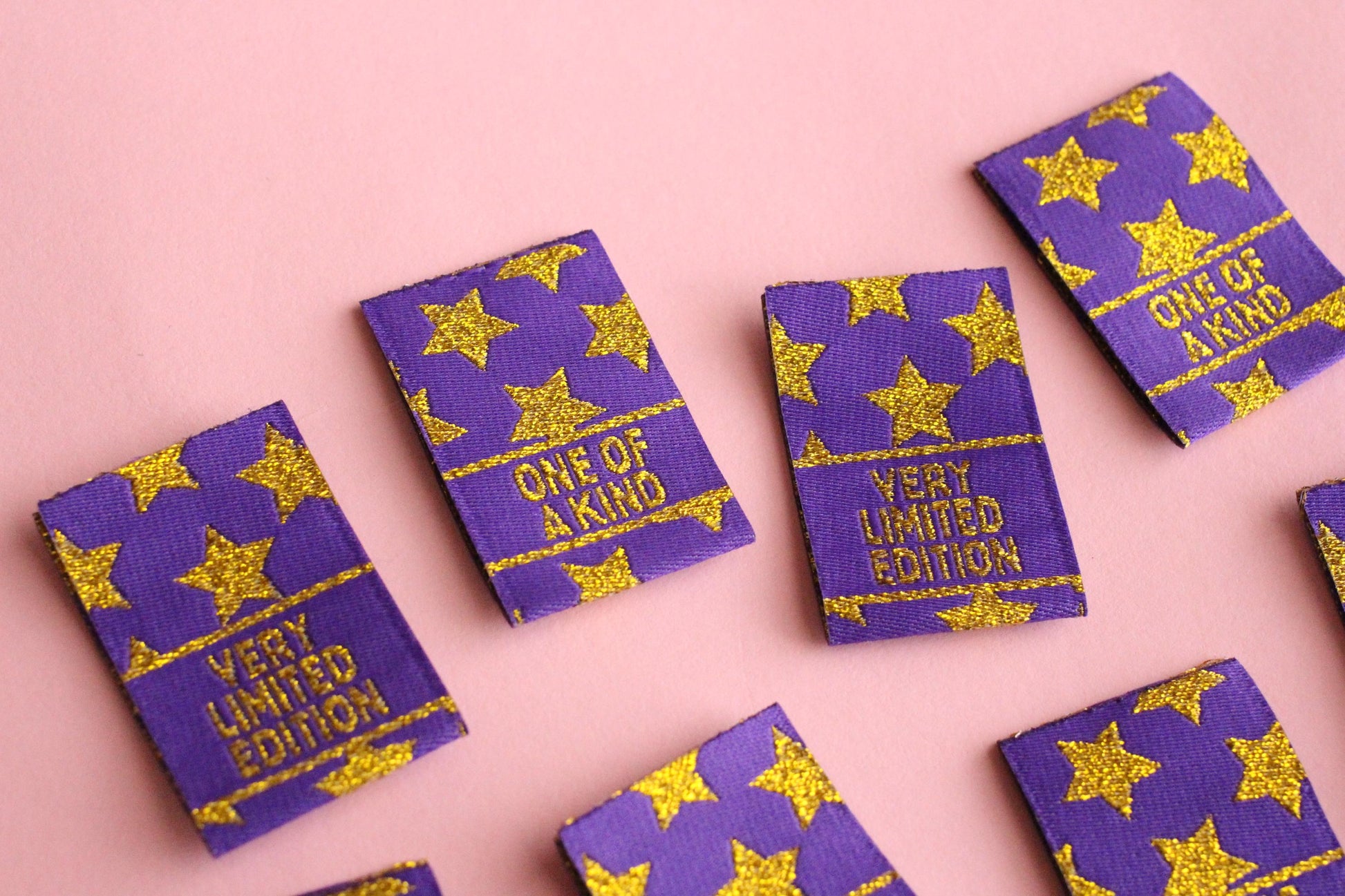Purple & Gold Star Woven Sewing Labels:  "Very Limited Edition" Clothing Tags (Pack of 6) Labels for handmade projects, gifts, quilting tags - The Cosy Club Handmade