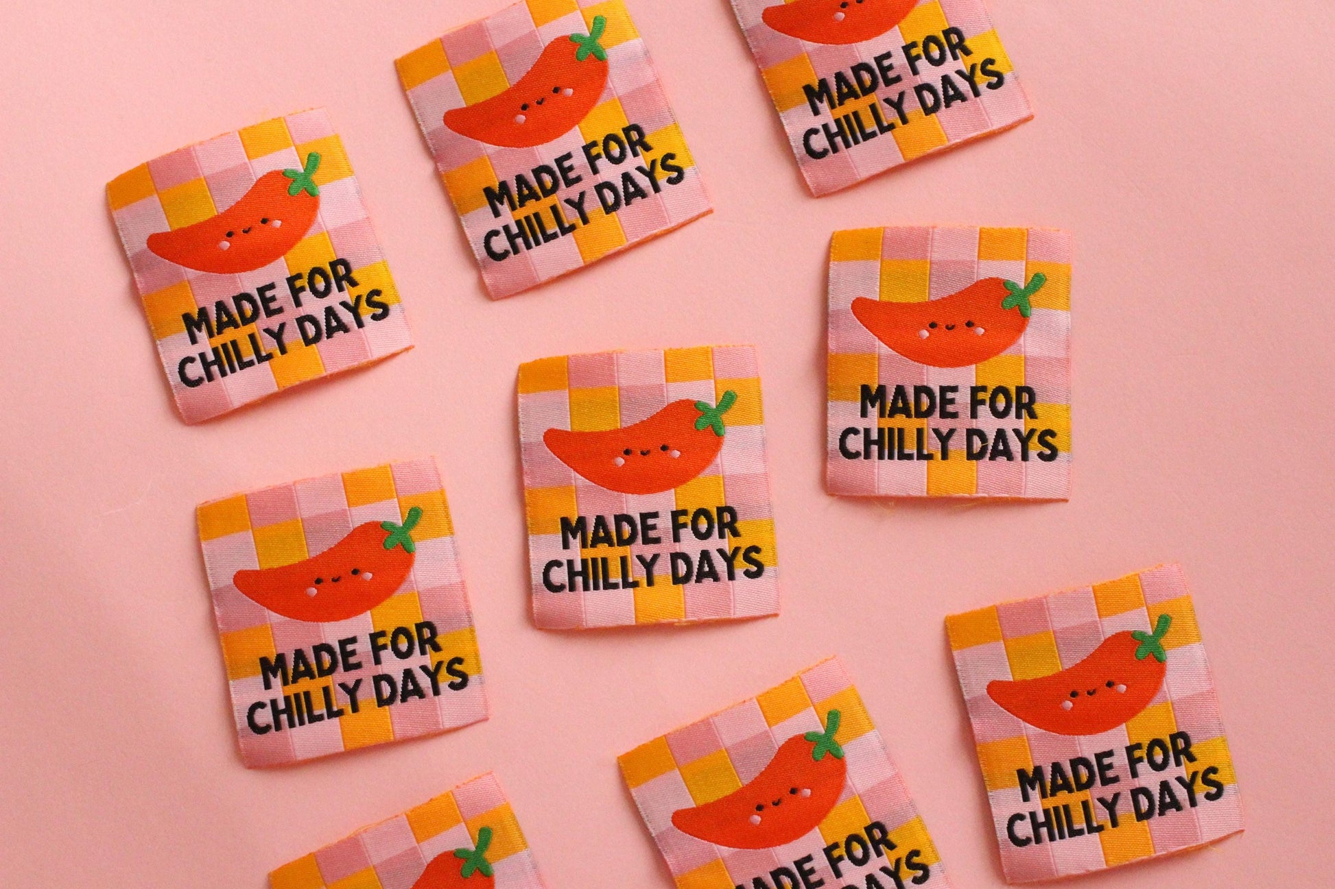 Fun Woven Clothing Labels – Pack of 5 “Made for Chilly Days” Tags, Super Soft Sewing Labels for Handmade Items, Projects, Gift Labels - The Cosy Club Handmade