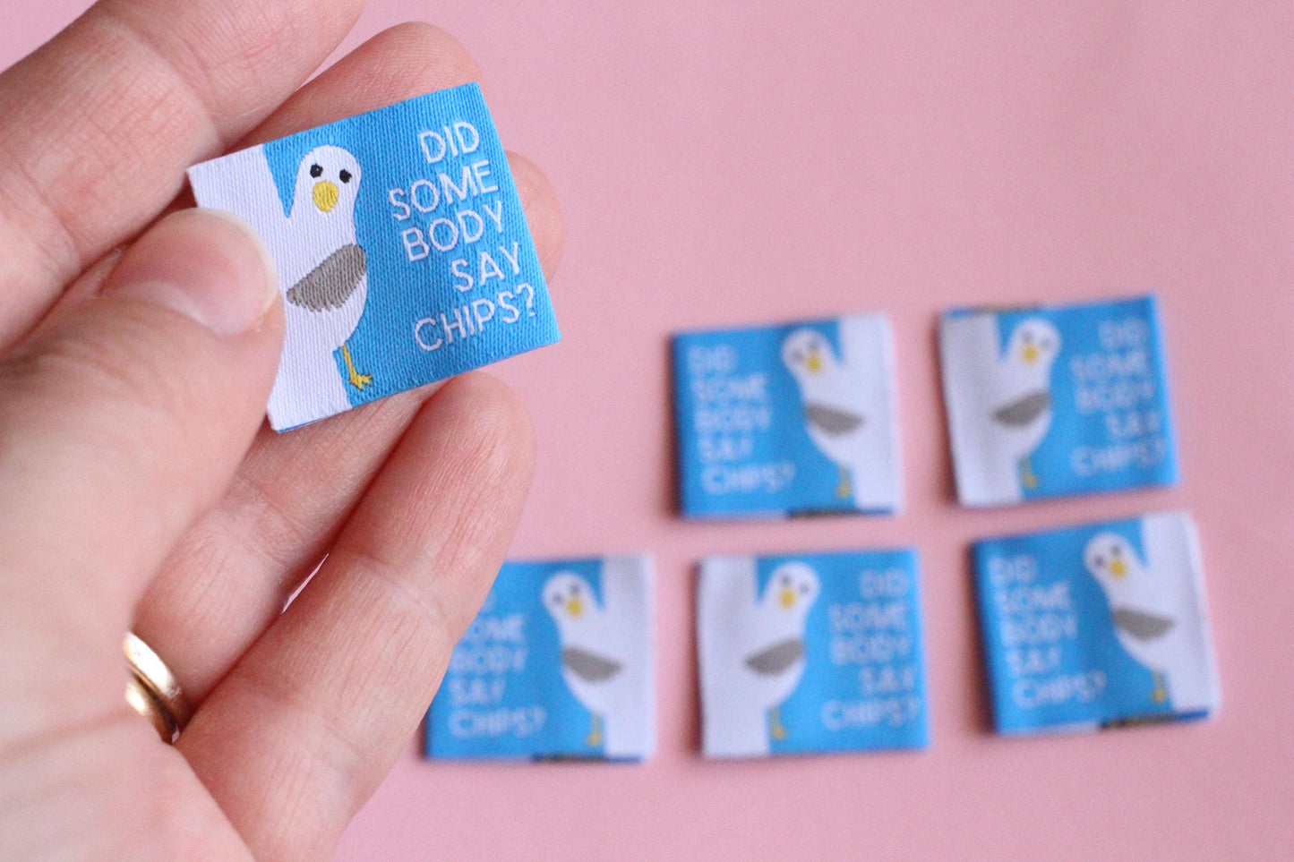 SEASIDE PACK | Beach-Themed Woven Sewing Labels: Seaside Pack of 6 cute fabric tags for handmade projects, fun summer clothes labels - The Cosy Club Handmade