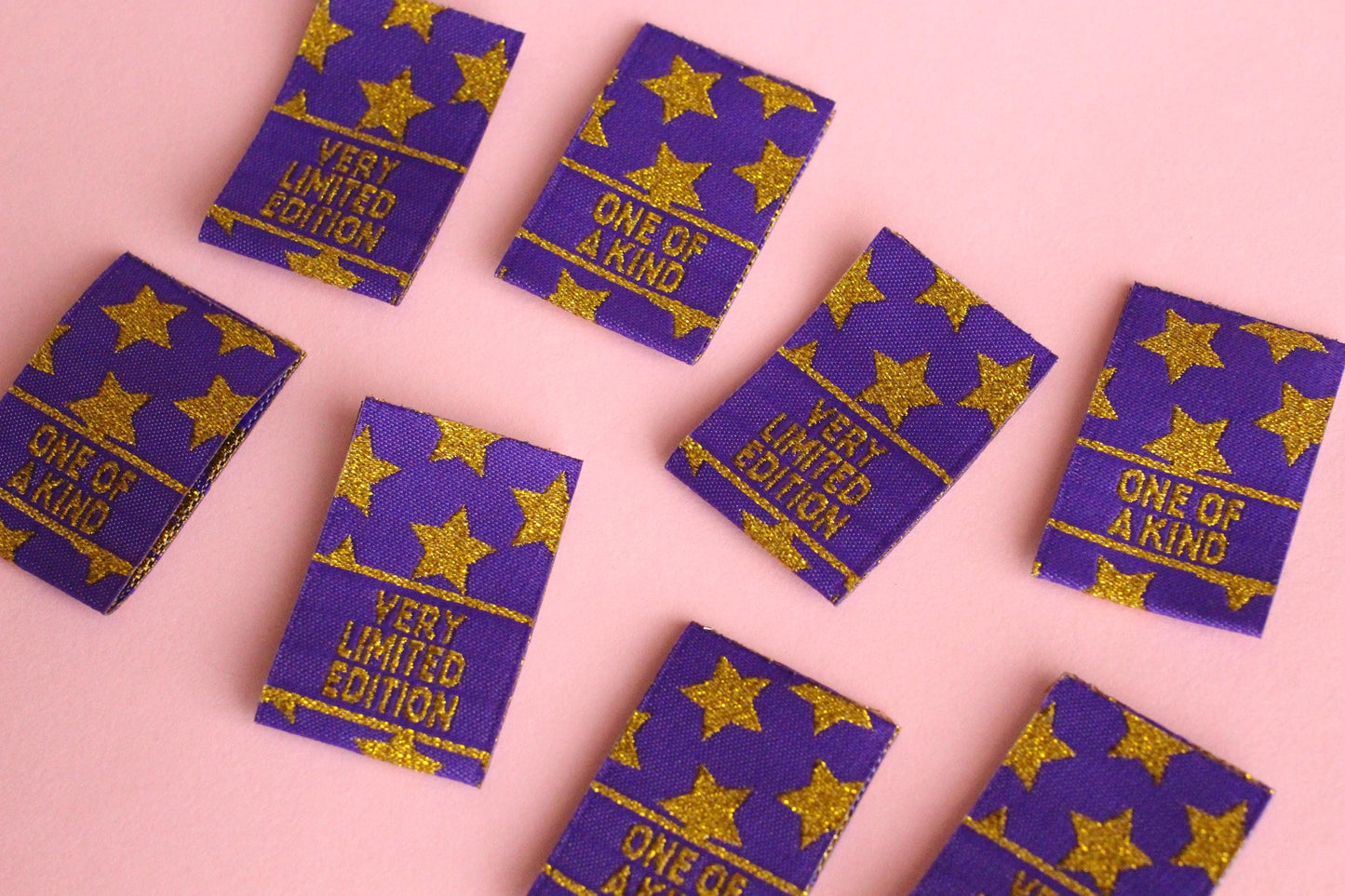 Purple & Gold Star Woven Sewing Labels:  "Very Limited Edition" Clothing Tags (Pack of 6) Labels for handmade projects, gifts, quilting tags - The Cosy Club Handmade