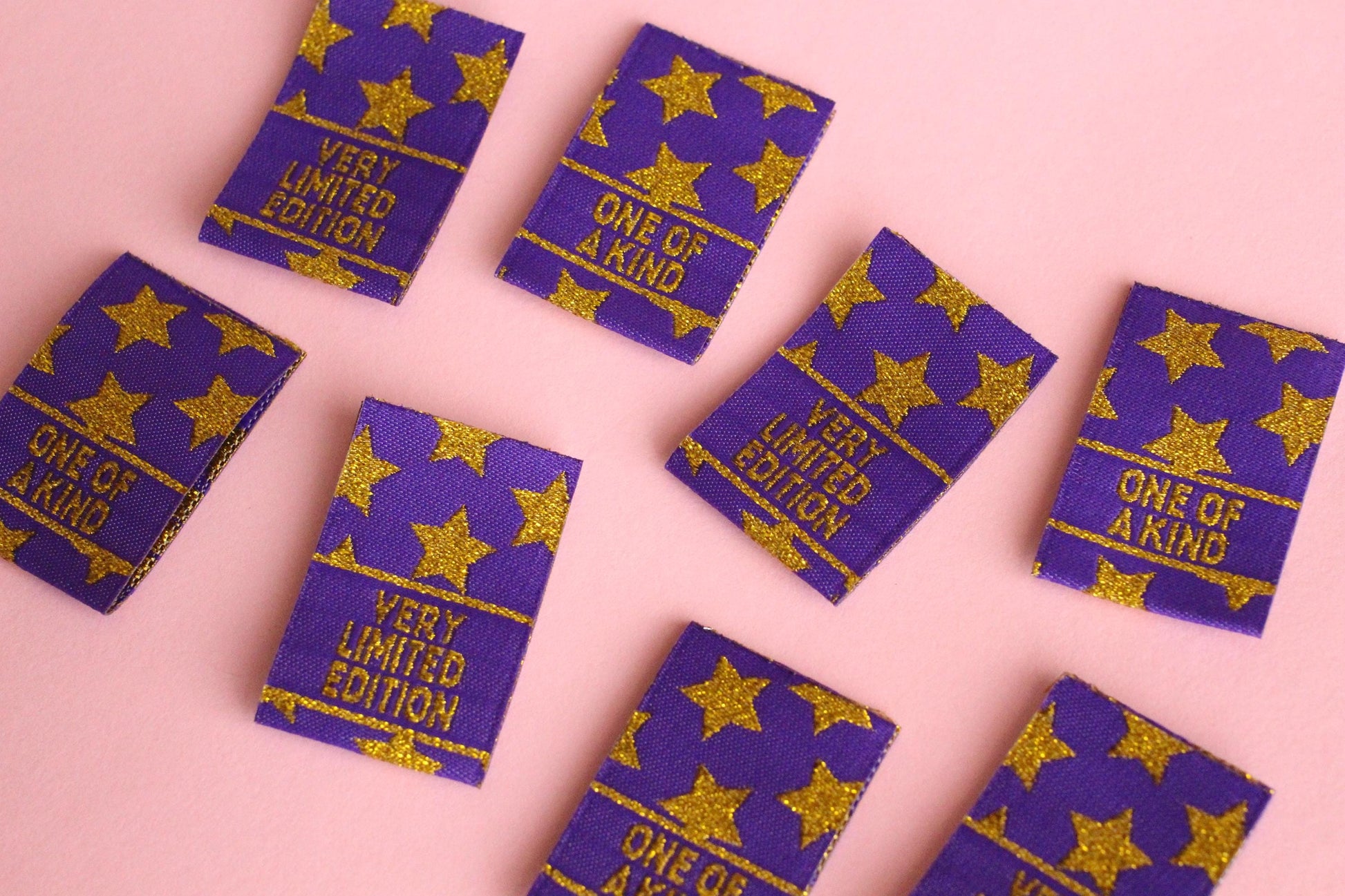 Purple & Gold Star Woven Sewing Labels:  "Very Limited Edition" Clothing Tags (Pack of 6) Labels for handmade projects, gifts, quilting tags - The Cosy Club Handmade