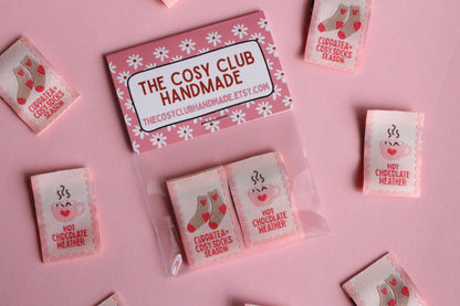 HOT CHOCOLATE WEATHER | Cosy Winter Double Sided Woven Sewing Labels (6 Pack) - The Cosy Club Handmade