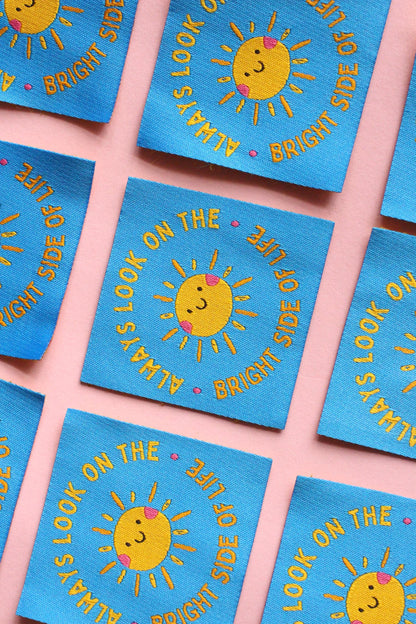 Woven Sewing Labels – Pack of 5 “Always Look On The Bright Side of Life” Tags, Cute Fabric Clothing Labels for Handmade Sewing Projects - The Cosy Club Handmade