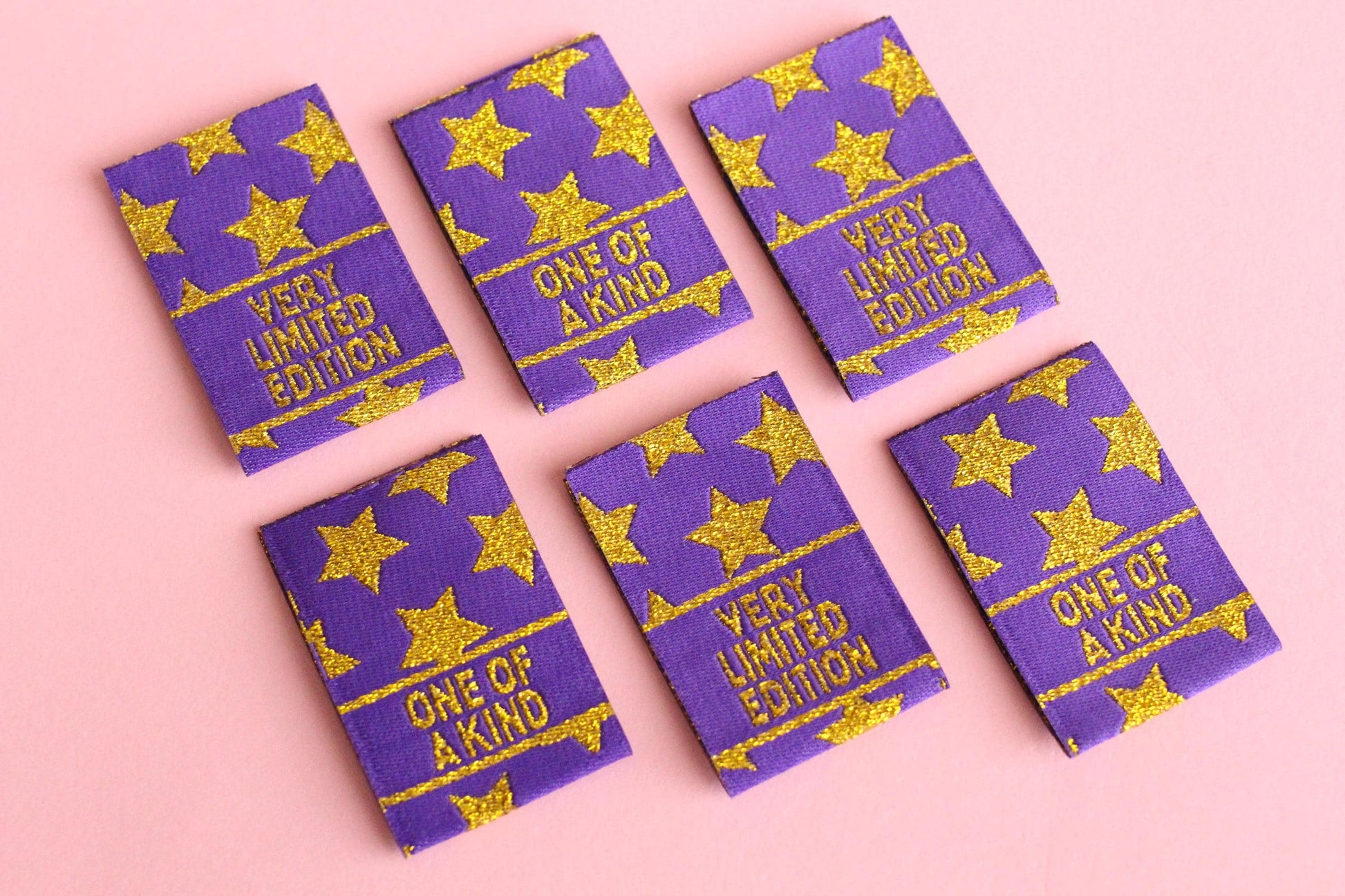Purple & Gold Star Woven Sewing Labels:  "Very Limited Edition" Clothing Tags (Pack of 6) Labels for handmade projects, gifts, quilting tags - The Cosy Club Handmade