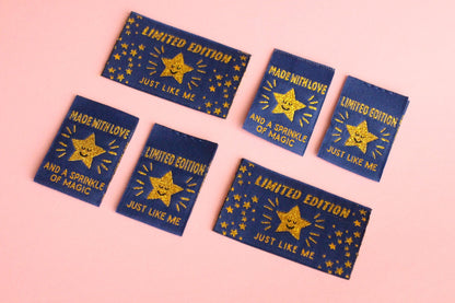 STARRY NIGHT MIXED PACK | Pack of 6 Starry Woven Sewing Labels - The Cosy Club Handmade