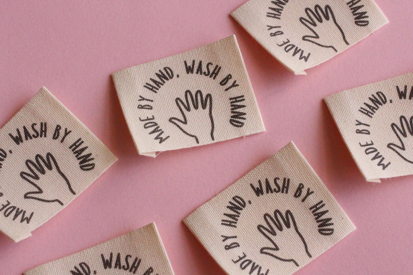 Organic Cotton Sewing Labels – Pack of 6 Unbleached “Made by Hand, Wash by Hand” Tags, Eco-Friendly Labels for Knitting and Handmade Clothes - The Cosy Club Handmade