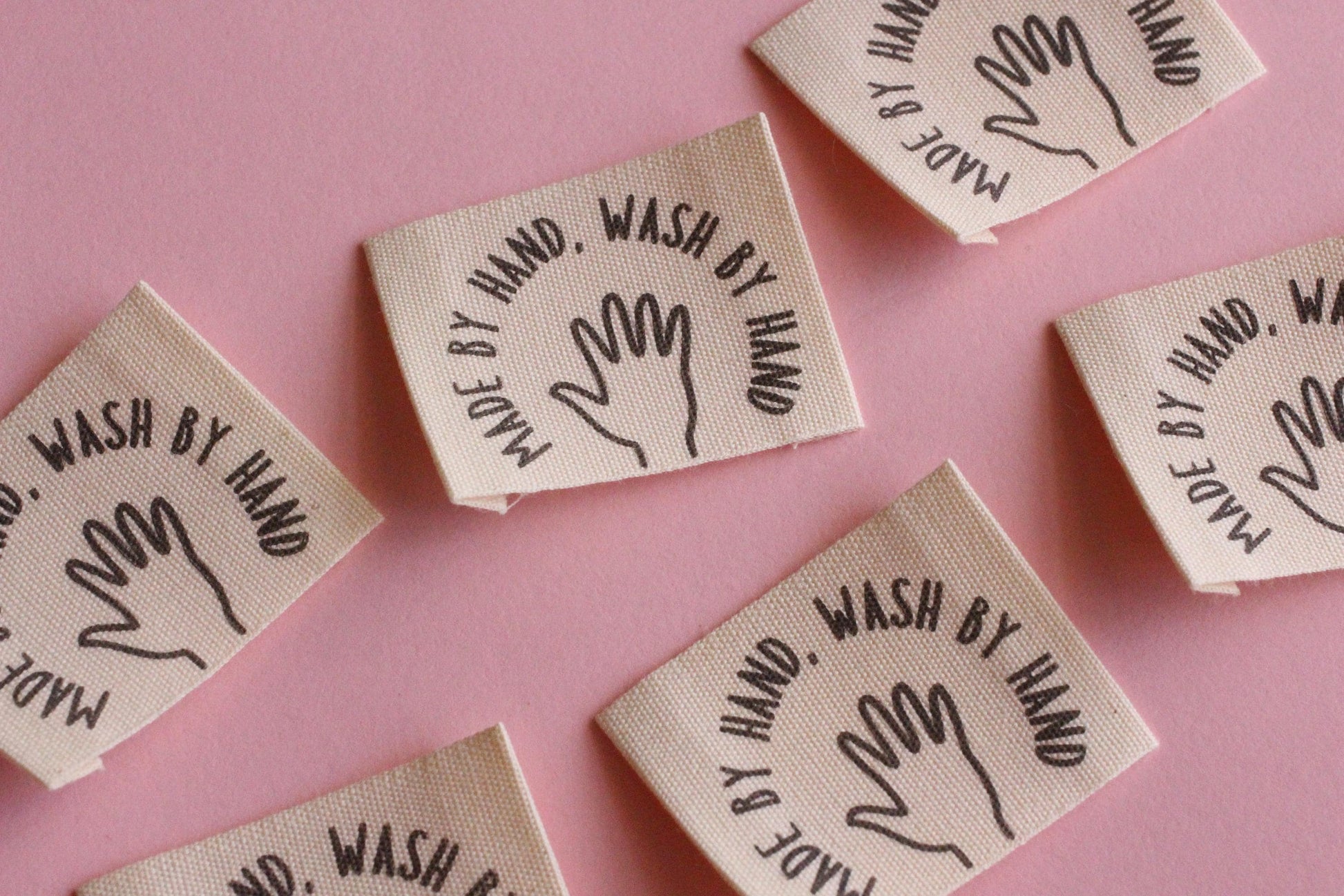 Organic Cotton Sewing Labels – Pack of 6 Unbleached “Made by Hand, Wash by Hand” Tags, Eco-Friendly Labels for Knitting and Handmade Clothes - The Cosy Club Handmade