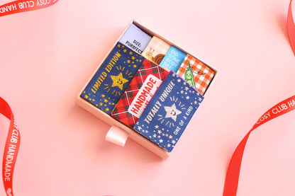 LIMITED EDITION Sewing Labels Gift Set | 18 woven sewing labels in reusable gift box. Gift set for sewists, crafts, quilt tags, labels gifts - The Cosy Club Handmade