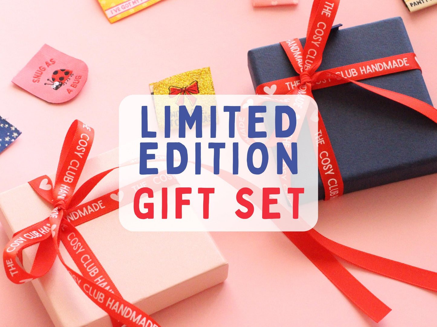 LIMITED EDITION Sewing Labels Gift Set | 18 woven sewing labels in reusable gift box. Gift set for sewists, crafts, quilt tags, labels gifts - The Cosy Club Handmade