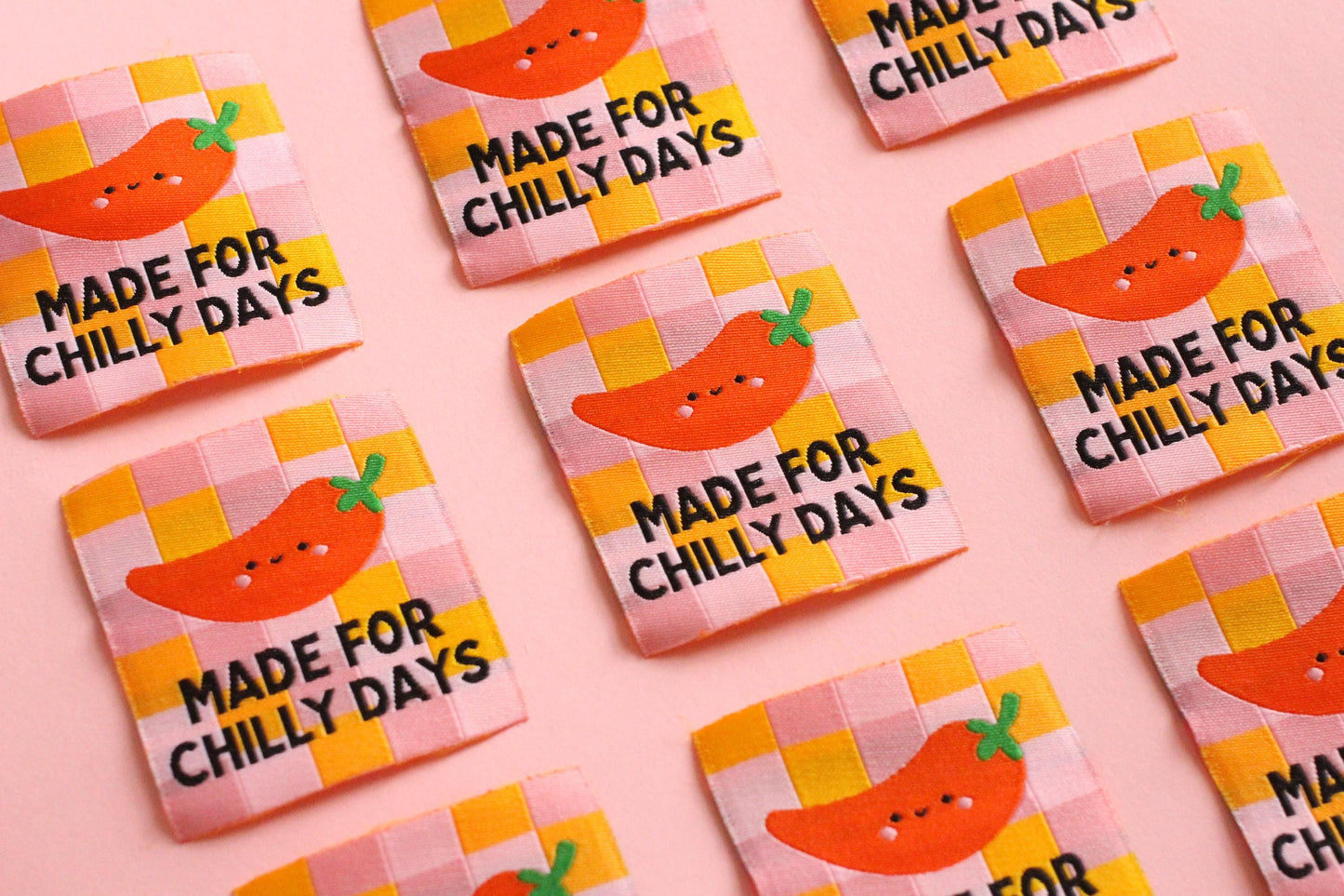 Fun Woven Clothing Labels – Pack of 5 “Made for Chilly Days” Tags, Super Soft Sewing Labels for Handmade Items, Projects, Gift Labels - The Cosy Club Handmade