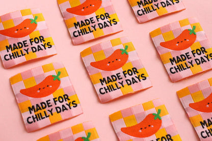 Fun Woven Clothing Labels – Pack of 5 “Made for Chilly Days” Tags, Super Soft Sewing Labels for Handmade Items, Projects, Gift Labels - The Cosy Club Handmade