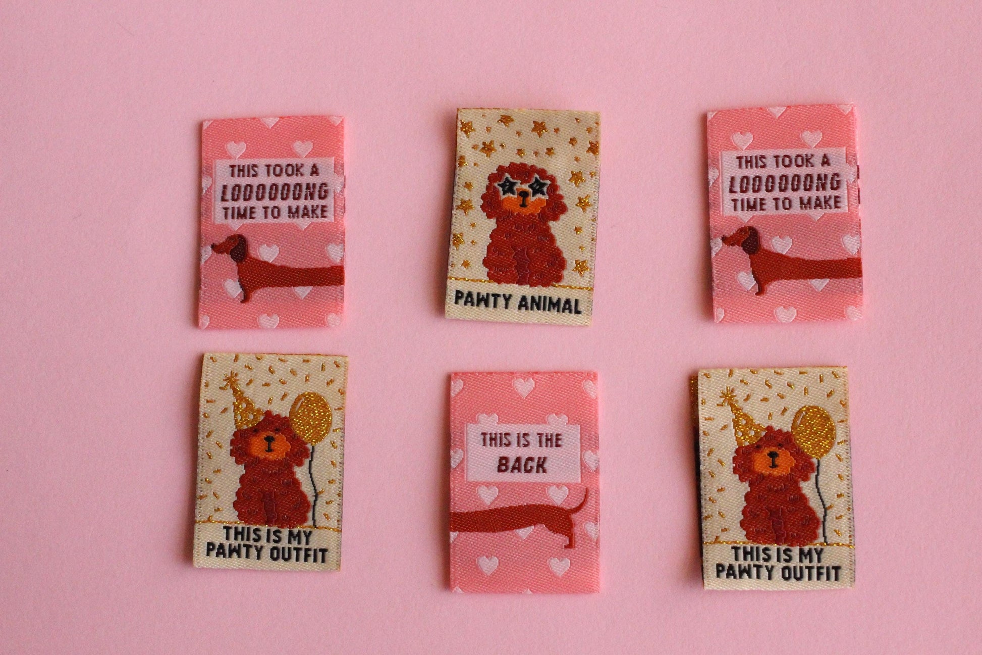 DOGGY BAG | Dog Woven Sewing Labels, Pack of 6 woven labels for handmade projects, perfect for dog lovers, crafts, quilting, crochet, knit - The Cosy Club Handmade