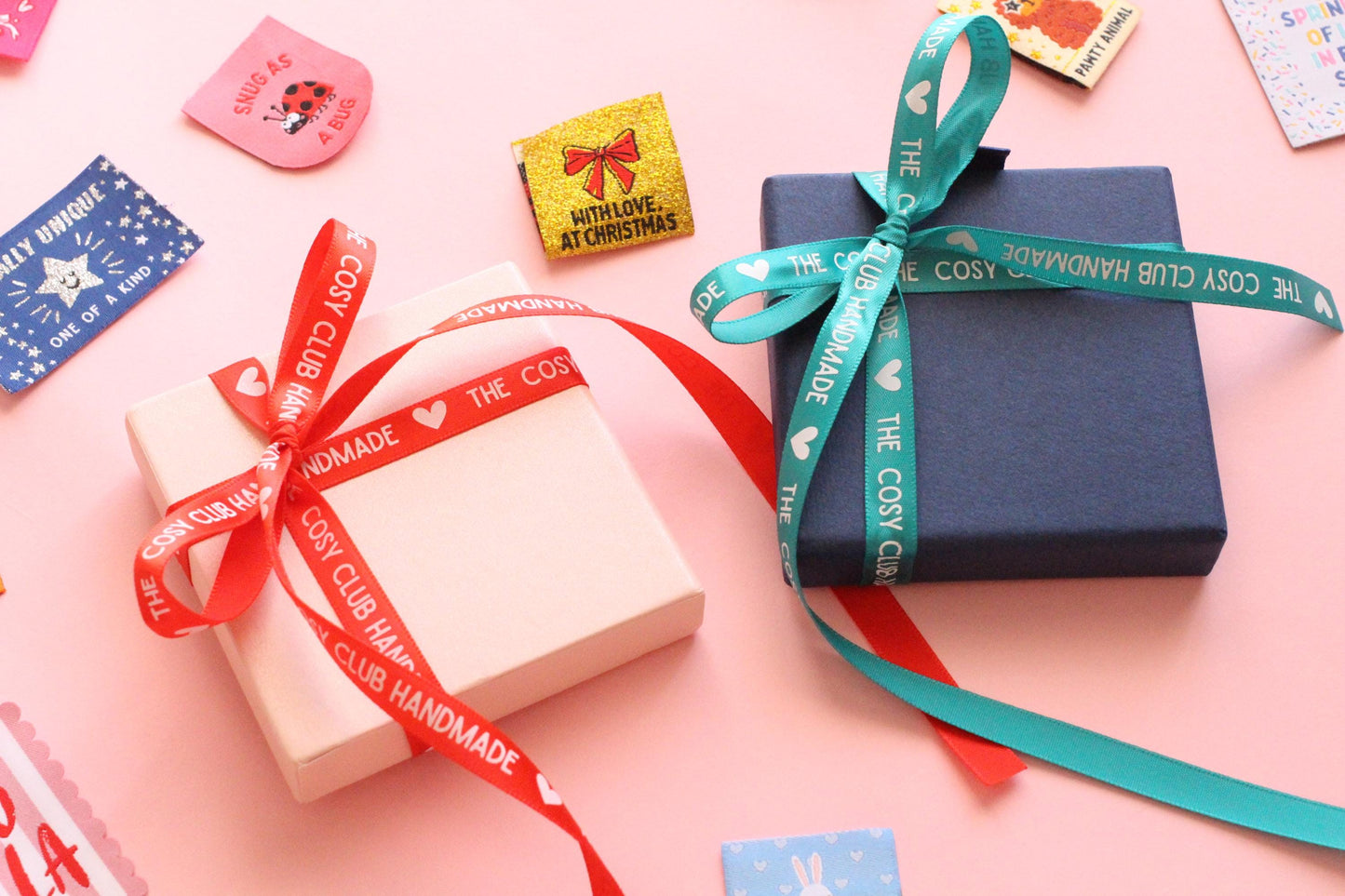 LIMITED EDITION Sewing Labels Gift Set | 18 woven sewing labels in reusable gift box. Gift set for sewists, crafts, quilt tags, labels gifts - The Cosy Club Handmade