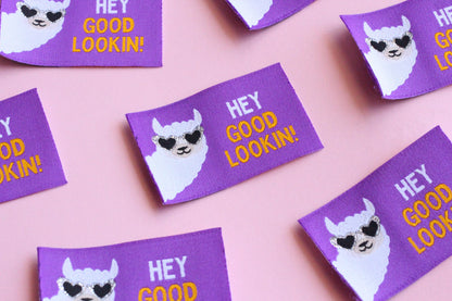HEY GOOD LOOKIN! | LLama / Alpaca Flat Woven Sewing Labels (5 Pack) - The Cosy Club Handmade