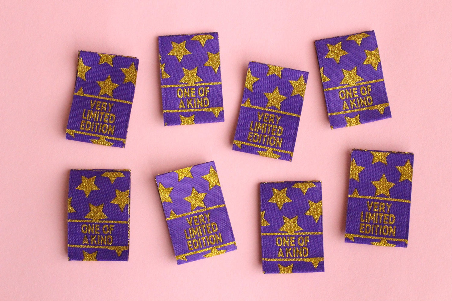 Purple & Gold Star Woven Sewing Labels:  "Very Limited Edition" Clothing Tags (Pack of 6) Labels for handmade projects, gifts, quilting tags - The Cosy Club Handmade
